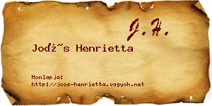 Joós Henrietta névjegykártya